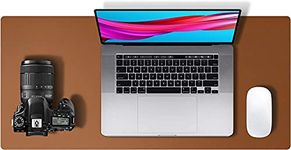 KPNG Non-Slip Desk Pad, Waterproof PVC Leather Desk Table Protector, Ultra Thin Large Mouse Pad, Easy Clean Laptop Desk Writing Mat for Office Work/Home/Decor (Brown+Gray, Pack of 1)