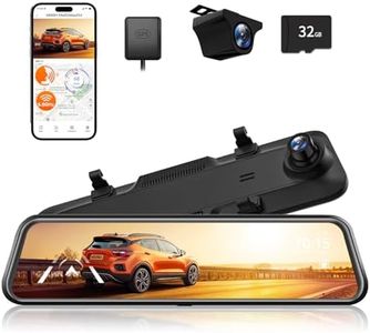 WOLFBOX G840H 12'' Mirror Dash Cam with WiFi, 2.5K Rear View Mirror Camera with 1080P Rear Camera, WiFi Mirror Dash Cam Front and Rear, Included 32GB Card & GPS