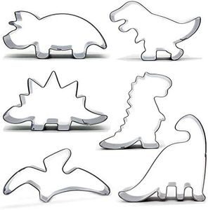 Dinosaur Cookie Cutters Set,Dinosaur Sandwich Cutter,6pcs Dinosaur Biscuit Cutters Shapes,T-Rex,Pterosauria,Triceratops Food Grade Material Stainless Steel