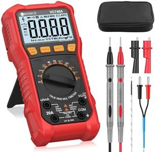 Neoteck 6000 Counts Digital Multimeter for DC AC Voltage/Current TRMS Voltmeter with Test Probe Auto Range Multimeter with NCV Live for Temperature Capacitance Resistance Diode Continuity Red