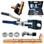 IBOSAD Copper Tube Fittings Hydraulic Pipe Crimping Tool with 1/2'', 3/4'' and 1'' Jaw Copper Pipe Propress Crimpers Pressing Pliers, Suit for Narrow Space (HT-1950-N)