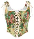 Corset Top for Women Renaissance Overbust Floral Bustier Bodice Apricot Floral Size 6