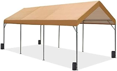 PHI VILLA 10x20 ft Heavy Duty Carport Car Canopy Garage Boat Shelter Party Tent（ith 4 Sand Bag）,Beige