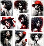 Black Women Glam Fashion Wall Decor - African American Afro Girl Art Prints Poster Modern Painting Artwork Female Living Bedroom Makeup Room Aesthetic Decoration - 8x10 UNFRAMED Photos