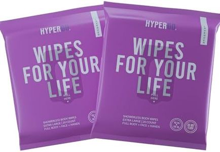 HyperGo Full Body Wipes - Lavender Bathing Wipes for Adults 12"x12" X-Large Body Wipes for Adults Bathing No Rinse Travel Wipes, Wipes for Camping, Post Workout Adult Wipes, 40 Count