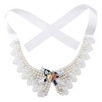 Pet Beautiful Pearl Necklace, Teddy Adjustable Bow Tie with Pearl Dogs Neck Collar Wedding Party Pets Headwear for Pets Cats Dogs Puppy Kitty Kitten