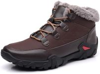 COSIDRAM Mens Winter Snow Boots Outdoor Hiking Waterproof Warm Fur Lined Anti Slip Insulated Work Shoes Brown 8.5