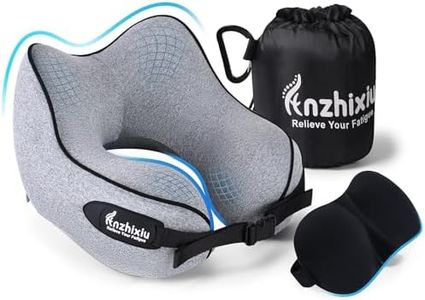 anzhixiu Travel Neck Pillow-Airplane Pillow for Long Flight, Size M for Most People, 100% Memory Foam Neck Pillow Travel by Ergonomic Design, Soft & Support, Gray Color