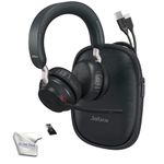 Jabra Evolve2 65 Wireless Headset USB Stereo UC, Bluetooth Dongle, Compatible with Zoom, Webex, Skype, Smartphones, Tablets, PC/MAC, 26599-989-999 (Black), Global Teck Gold Support Plan Included