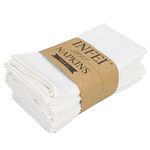 Solid Color Cotton Linen Blended Dinner Cloth Napkins - Set of 12 (40 x 40 cm) - For Events & Home Use (Pure White)