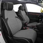 EKR Custom Fit CRV Seat Covers for Select Honda CRV 2015 2016 -Full Set, Leather (Black/Gray)