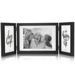 Afuly 6x4 and 7x5 Photo Frame Black Triple Multi Picture Frames Multiple Folded Hingen 3 Picture Frames Wedding Birthday Christmas Gifts for Family Friend Mom Grandma Couple