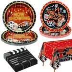 Movie Night Party Supplies for 20 Guests, Include Now Showing Paper Plates, Movie Night Paper Plates, Napkins, Now Showing Tablecloth for Movie Night Party Decorations Red Carpet Birthday Party Decor