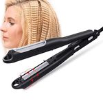 YAGVIZ Hair Iron Straightener Professional Hair Straightening Fast Ceramic Corrugated Curling Iron Hair Curler Crimping Tool Automatic Hair Curling Iron Corn Splint Curlers Professional Hair,Black