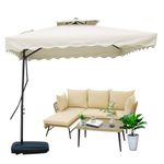 THESHELTERS Side Pole Square (250x250cm) Outdoor Garden Umbrella with Movable 60KG Water Base Stand for Patio, Terrace, Cafe and Balcony | Waterproof Big Size Outdoor Umbrella (White)