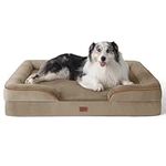Bedsure Extra Large Dog Sofa Bed - Washable Orthopedic Dog Beds and Couch with Removable Flannel Zipper Cover, XL Waterproof Human Dog Bed, Hazel Squre Pet Bed, 106x80x16cm