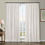 TWOPAGES Pinch Pleated Drapery 108 Inches Length Blackout Soft Cotton Window Curtain Panel for Bedroom, 72W x 108L Inch, 1 Panel, Beige White