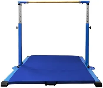 GBVUGY Gymnastics Kip Bar with Mat for Home Indoor Training,Horizontal Bar for Kids Girls Junior,Adjustable Arms from 3' - 5' Gym Equipment,1-4 Levels,300lbs Weight Capacity