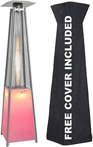 Avenlur Outdoor Patio Propane Heater - 48,000 BTU Pyramid Patio Heater with Color Changing LED Lights - Great for Outdoor Party, Restaurants, Outdoor Socializing w/ wheels, Includes Protective Cover