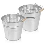 Metal Bucket Galvanised Steel Bucket with Handle - Makes A Perfect Drinks Cooler Bucket for Parties, Cleaning, Garden Storage, Ash and Coal Bucket (2, 12 Litre)