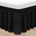 RIMELA Black Bed Skirt King Size, Elastic Bed Skirts Easy to Use, Bedskirt for Adjustable Bed, Solid Silky Fabric Machine Washable & Dryable Easy to Install - Black(78" W x 80" L -18 Inch Drop)