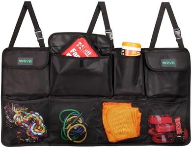 Drive Auto Back Seat Trunk Organizer, Space Saving Hanging Car Organizer, Collapsible Car Storage Bag with 8 Large Pockets for SUV, Black