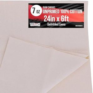 U.S. Art Supply 7-Ounce Unprimed 24" Wide x 2 Yards (6 Feet) Long Unstretched Canvas Roll - 100% Cotton, Woven, Acid-Free - Oil & Acrylic Painting, Murals, Backdrop - Cut to Stretcher Bar Frame Size