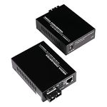 (A Pair of Bidi) Single Mode Dual SC Fiber Gigabit Fast Ethernet Media Converter, Mini 1x 10/100/1000Base-T RJ45 to 1000Base-SC Slot Converter Transceiver, up to 30km 1310-nm, AC 100V~240V