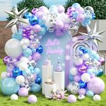 KARLURE Frozen Balloons Arch Kit, Purple Blue White Silver Balloons for Frozen Birthday Decorations Girls Birthday Mermaid Party Baby Shower Winter Wonderland Space Party Decorations