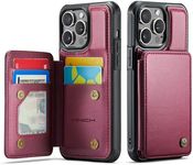 Vinich for iPhone 15 Pro Max Wallet Case with Card Holder, RFID Blocking Credit Slots Kickstand Shockproof Phone Cover for Women Men, Red