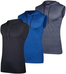 3 Pack: Big & Tall Men’s Dry Fit Moisture Wicking Hooded Tank Top Active Athletic Hoodie Pullover Workout Running Fitness Gym Sports Bodybuilding Casual Outdoor Muscle top - Set 3, 5XLT