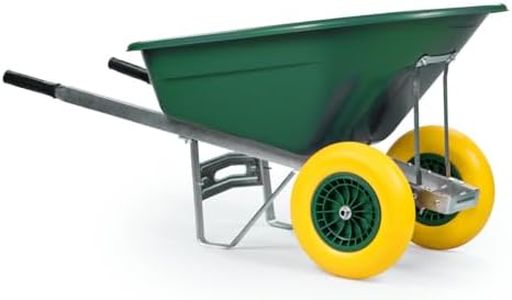 KCT 160L XL Twin Wheel Wheelbarrow Green - Heavy Duty Garden/Stable Yard/Builders Barrow with Puncture Proof Tyres