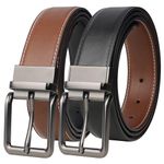 AivaToba Mens Leather Belt Reversible, Belts for Men with Rotated Buckle, Great for Suits，Jeans, Casual & Business, Black & Brown.