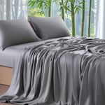 Shilucheng 100% Cooling Organic Bamboo Sheets Set- King Size 1800 Thread Count Soft Bed Sheets,16 Inch Deep Pocket,Breathable,Comfortable and Pilling Resistant -4PC(King,Grey)