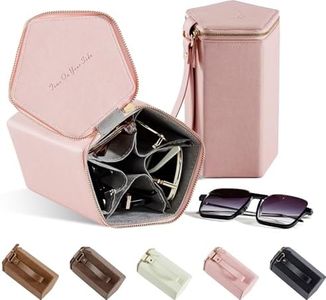 cloudever Sunglasses Travel Case Organizer with Zipper, 2024 New Trends 5 Slots for Men and Women, Eyeglasses Travel Case Storage Holder Organizer(Pink)
