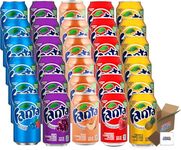 Fanta USA Variety Party Pack 12-24 Cans / 4 Flavours Randomly Sent: Grape, Peach, Strawberry, Pineapple, Berry - Boxed Treatz (355ml, 4 Flavours (6 Pcs Each))