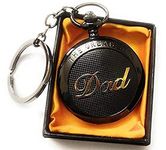 DSR" DAD Metal Bronze Antique Pocket Watch Keychain with Roman Numbers with Small Box (Dad -Black_Multi Design)