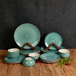 Artysta Beautifying Lives 'Sea Swirls' Dinner Set Ceramic | 6 Ceramic Dinner Plate, 6 Quarter Plate & 6 Bowl Set | Stoneware Crockery Set | Dinnerware Set Microwave & Dishwasher Safe | Set Of 18