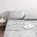 Mayfair Linen 100% Viscose Derived from Bamboo Sheets Full - 4 Piece Bamboo Viscose Sheets for Full Size Bed, Silky Soft, Organic Cooling Sheet Set, Fits Upto 18" Mattress - Light Grey Luxury Sheet