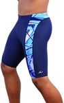 Adoretex Men's Pro Athletic Training Swim Jammers, Printed Durable and Long-Lasting Swimsuit for Boys and Men-MJ013-Navy/Teal-22