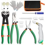 SPEEDWOX Glass Cutting Tool Kit Include Glass Running Pliers, Breaker Grozer Pliers, Mosaic Nippers with Replacement Wheel, Pistol Grip Glass Cutter Set, Cut Resistant Gloves Leather Zipper Bag