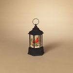 Gerson International Battery Operated Lighted Spinning Water Globe Lantern with Cardinal, 9.1-inch Height