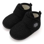 JIASUQI Baby Boys Girls Boots Soft Infant Slippers First Walkers Shoes Warm Socks Newborn Crib Shoes(12 Months-18 Months,Black Z)