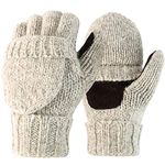 Novawo Wool Blend Knit Convertible Insulating Fingerless Gloves with Mitten Cover