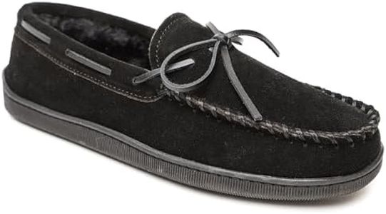 Minnetonka Men's Pile Lined Hardsole Slipper, Black, 10.5 M US