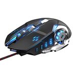 LiBO&HKBO Gaming Mouse Wired, USB Optical Computer Mice with RGB Backlit, 4 Adjustable DPI Up to 3600, Ergonomic Gamer Laptop PC Mouse with 6 Programmable Buttons for Windows 7/8/10/XP Vista