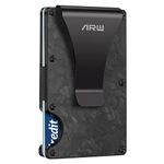 Minimalist Wallet for Men, ARW Metal Money Clip Wallet, RFID Blocking Aluminum Slim Cash Credit Card Holder (Forged Carbon)