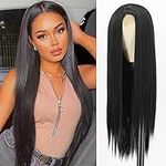 Xinran Long Straight Black Wigs for