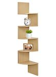 Greenco 5-Tier Corner Wall Shelves - Floating, Tiered Storage Organizer for Bedrooms, Bathrooms, Kitchens, Offices, Living Rooms