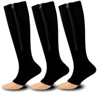 Rolxmed Compression Sock for Women Flight Travel15-20mmHg Pressure Support Wide Calf Plus Size Mens (Multipacks, M-4XL) (Black*3_Zip, XXL)